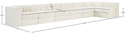 Rummi - Velvet Performance Fabric Upholstered 7 Piece Modular Sectional, L-Shaped (Right)