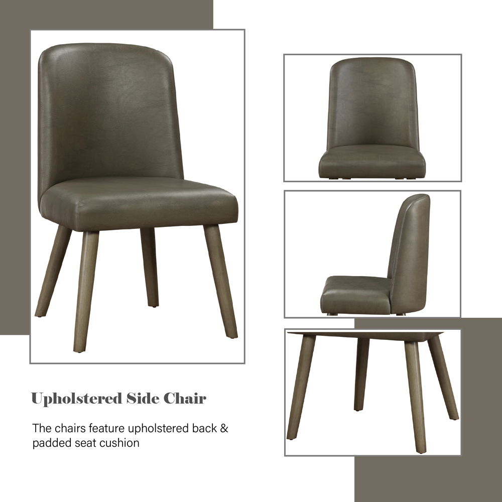 Waylon - Side Chair (Set of 2) - Gray Synthetic Leather & Gray Oak