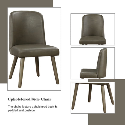 Waylon - Side Chair (Set of 2) - Gray Synthetic Leather & Gray Oak