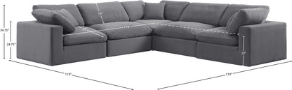 Comfy - 5 Piece Velvet Modular Corner Sectional