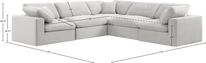 Comfy - 5 Piece Velvet Modular Corner Sectional