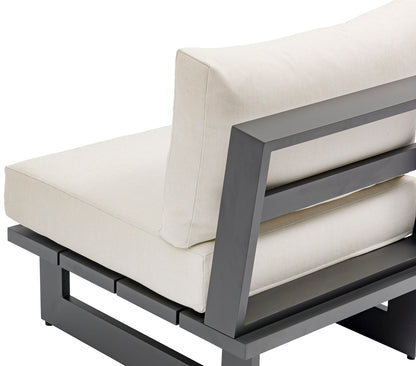 Maldives - Water Resistant Outdoor Patio Armless Chair With Gray Frame - Cream