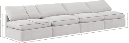 Indulge - Velvet 4 Seat Modular Armless Sofa