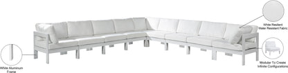 Nizuc - Outdoor Patio 9 Piece Modular Sectional With White Frame