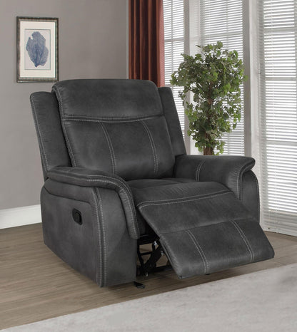 Lawrence Upholstered Padded Arm Glider Recliner Charcoal