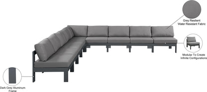 Nizuc - Outdoor Patio 9 Piece Modular Sectional With Gray Frame