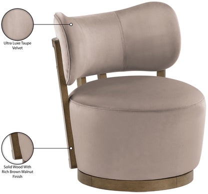 Elara - Velvet Upholstered Swivel Accent Chair - Taupe