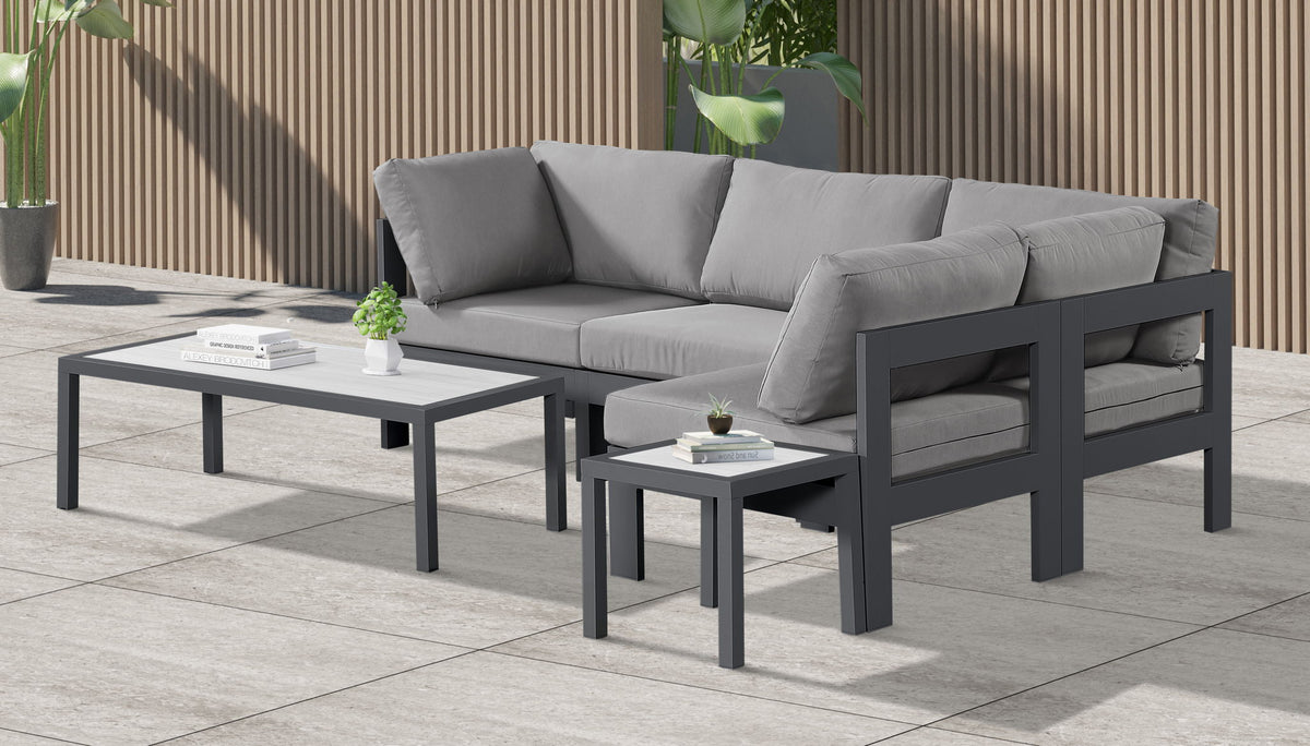 Nizuc - Outdoor Patio 4 Piece Modular Sectional With Gray Frame