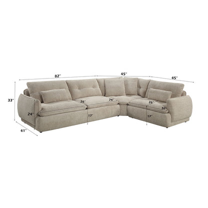 Jonina - Sectional Sofa With 4 Pillows - Beige Chenille