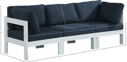 Nizuc - Outdoor Patio 3 Seat Modular Sofa With White Frame