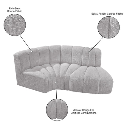 Arc - Boucle Fabric 3 Piece Modular L-Shaped Sofa