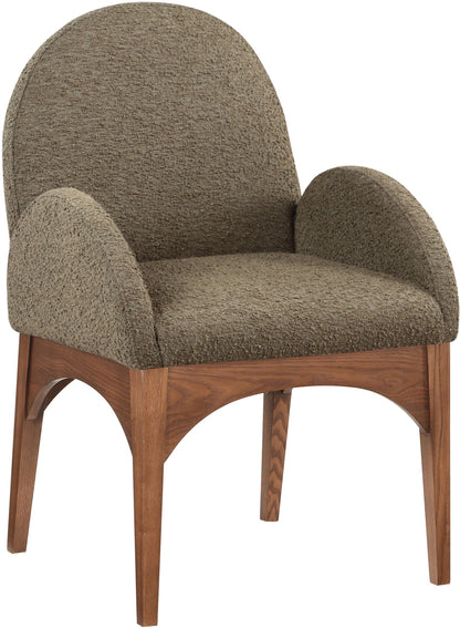 Waldorf - Boucle Dining Arm Chair With Brown Legs