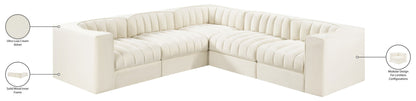 Rummi - Symmetrical Velvet Performance Fabric Upholstered 5 Piece Modular Sectional