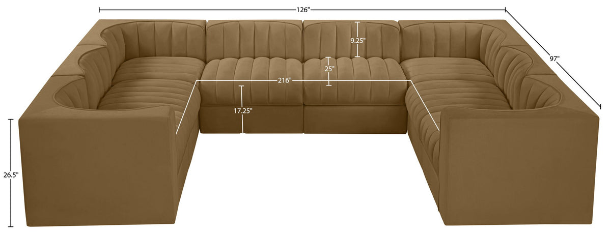 Rummi - Velvet Performance Fabric Upholstered Modular Sectional