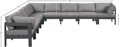 Nizuc - Outdoor Patio 9 Piece Modular Sectional With Gray Frame