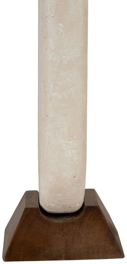Solis - Genuine Marble And Mango Wood Base With Linen Textured Fabric Shade Table Lamp