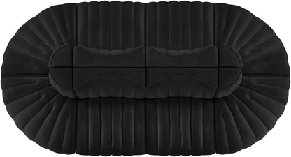 Rummi - Oval Velvet Performance Fabric Upholstered 8 Piece Modular Sectional