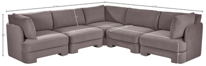 Hammond - Velvet Performance Fabric Upholstered 5 Piece Corner Sectional