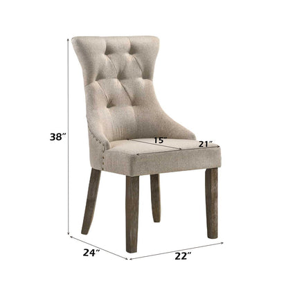 Gabrian - Side Chair (Set of 2) - Two-Tone Beige Fabric & Reclaimed Gray