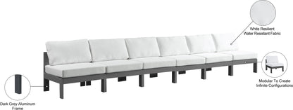 Nizuc - Outdoor Patio 6 Seat Armless Modular Sofa With Gray Frame