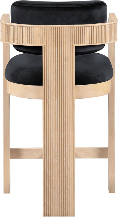 Sacha - Velvet Stool With Natural Base