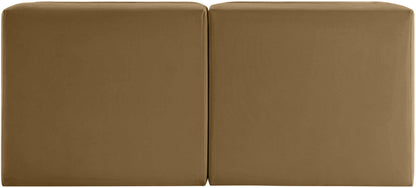 Rummi - Velvet Performance Fabric Upholstered 2 Piece Modular Armless Loveseat