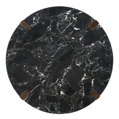 Estella - Coffee Table With Natural Marble Top - Black Top & Walnut