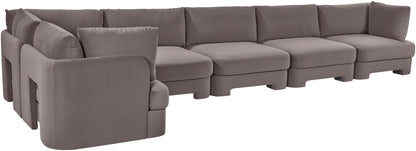 Hammond - Velvet Performance Fabric Upholstered 6 Piece L-Shaped Sectional