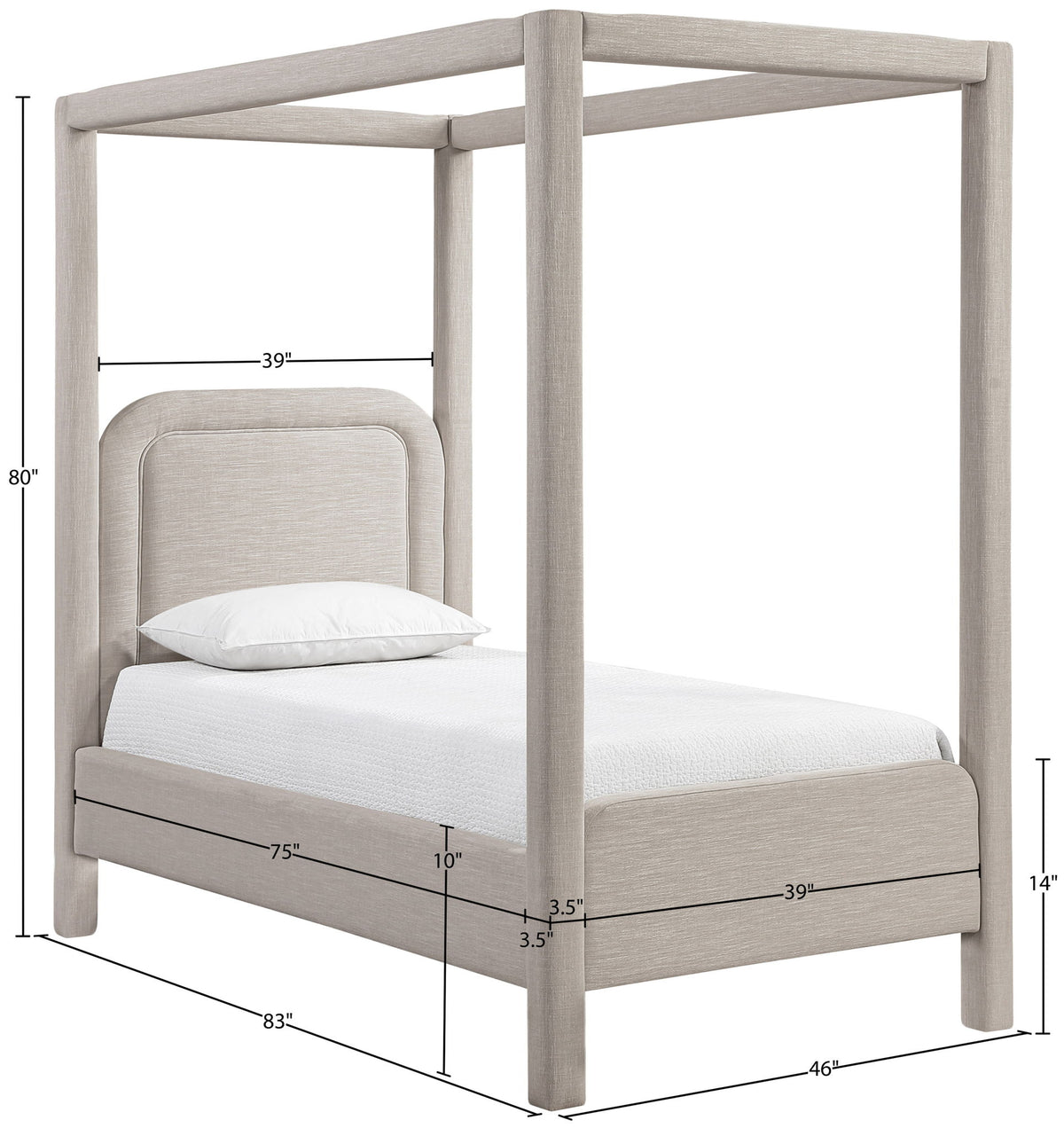 Salina - Linen Textured Fabric Upholstered Bed