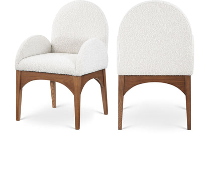 Waldorf - Boucle Dining Arm Chair With Brown Legs