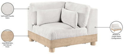 Turin - Chenille Fabric Upholstered Modular Corner Chair - Natural Base