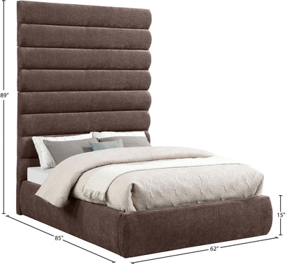 Adam - Chenille Fabric Bed With 89" Headboard