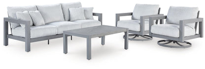 Hurley Park - 4 Pc. - Outdoor Sofa, 2 Lounge Chairs And Coffee Table - Gray