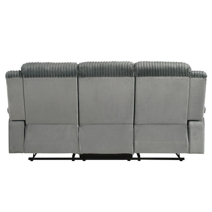 Lesley - Motion Sofa - Gray Corduroy & Velvet
