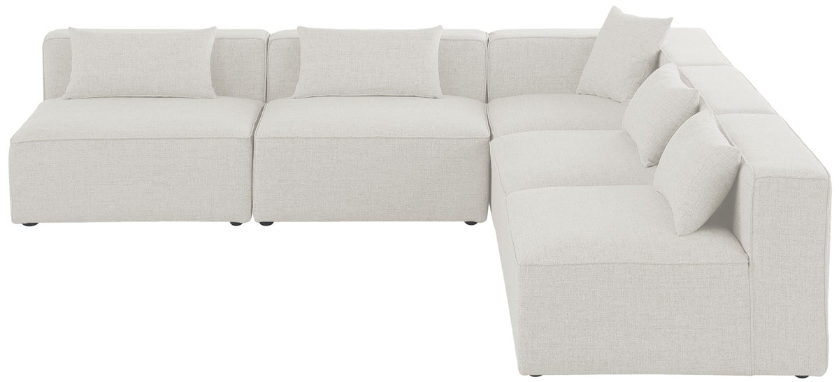 Cube - Linen 5 Piece Modular Corner Armless Sectional