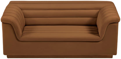 Cascade - Velvet Loveseat - Saddle