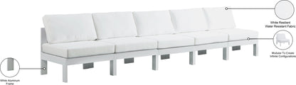 Nizuc - Outdoor Patio 5 Seat Modular Armless Sofa With White Frame