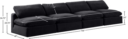 Comfy - Velvet Modular Armless Sofa 4 Seats