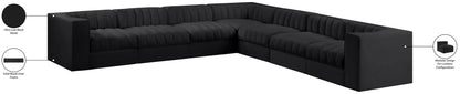 Rummi - Symmetrical Velvet Performance Fabric Upholstered 7 Piece Modular Sectional (With 3 Corner Chairs)