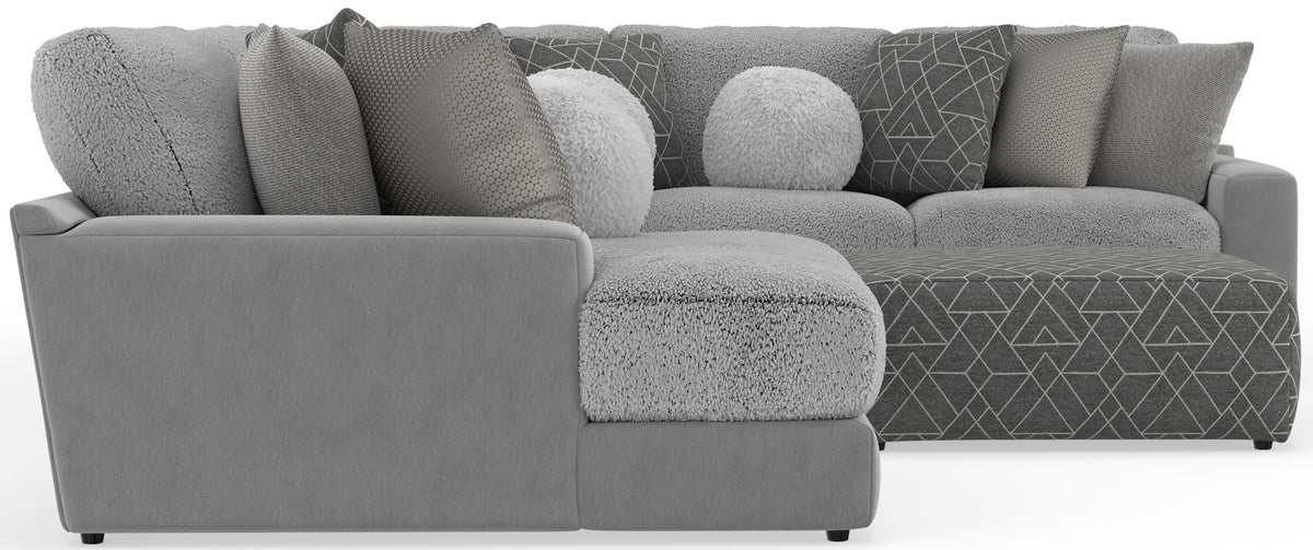 Canyon - 4 Piece Sectional With Cuddler Seat Cushions, Included Accent Pillows And Cocktail Ottoman (Left Side Facing Chaise) - Platinum