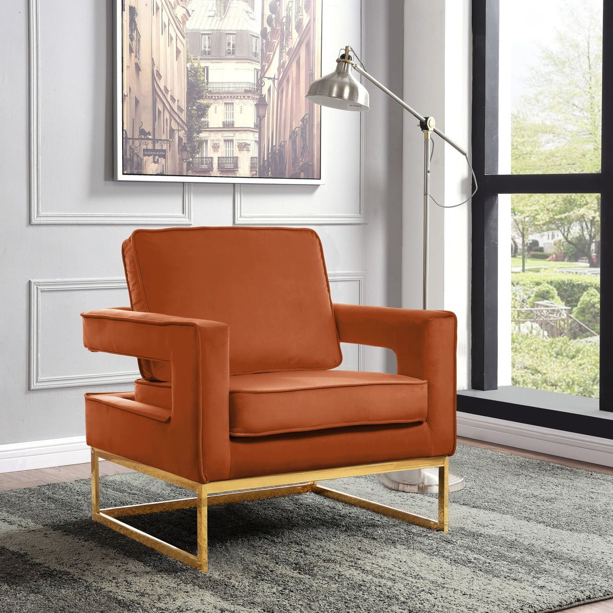 Noah - Accent Chair with Gold Legs