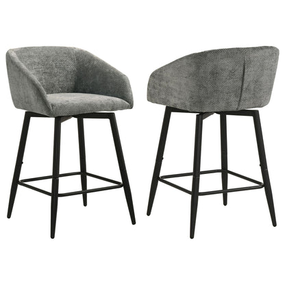 Rainer Fabric Upholstered Swivel Counter Height Chair Charcoal (Set of 2)