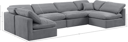 Indulge - Velvet 6 Piece Modular U-Shaped Sectional