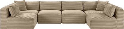 Shaggy - Fabric 6 Piece Modular U-Shaped Armless Sectional