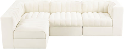 Rummi - Velvet Performance Fabric Upholstered 4 Piece Modular Sectional