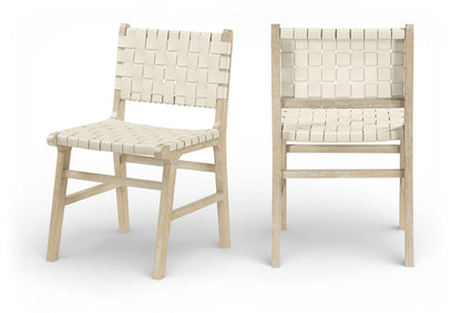 Entwine - Vegan Leather Upholstered Dining Chair - Painted Natural