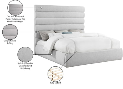 Adam - Linen Fabric Bed With 70.5" Headboard