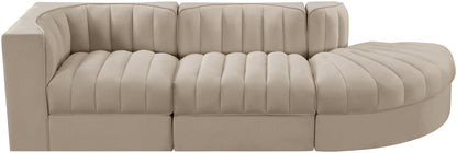 Rummi - Velvet Performance Fabric Upholstered 3 Piece Modular Sectional