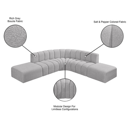 Arc - Boucle Fabric 6 Piece Corner Modular Sofa