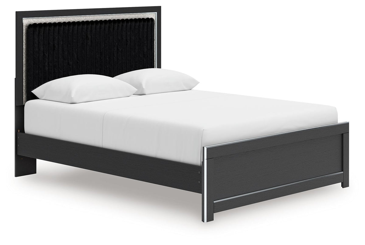 Zuraleus - 4 Pc. - Queen Upholstered Bed With Roll Slats, Dresser, Mirror And Nightstand - Black